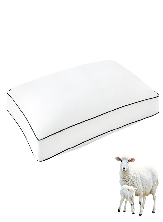 YOUR MOON Natural Wool Pillow King Size, Soft Support Gusseted Bed Pillow for Sleeping, Fluffy Thick Down Alternative Pillows for Side Sleeper, 100% Cotton Cover (White) - Image 1