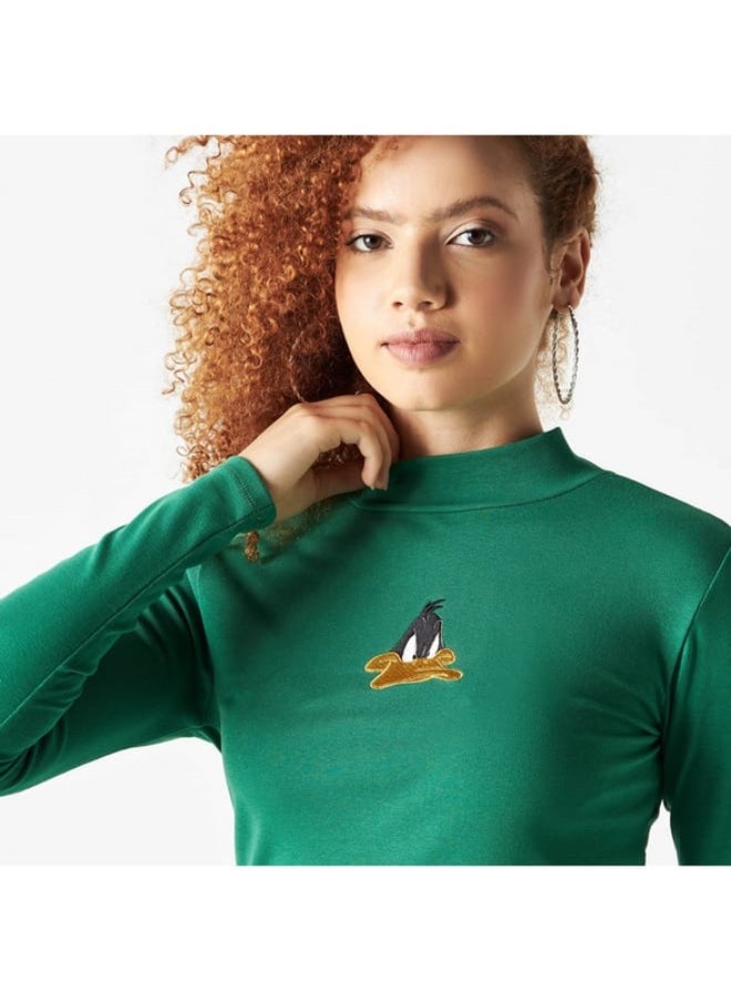 SP Characters Looney Tunes Embroidered T-shirt with High Neck and Long Sleeves  - Image 4