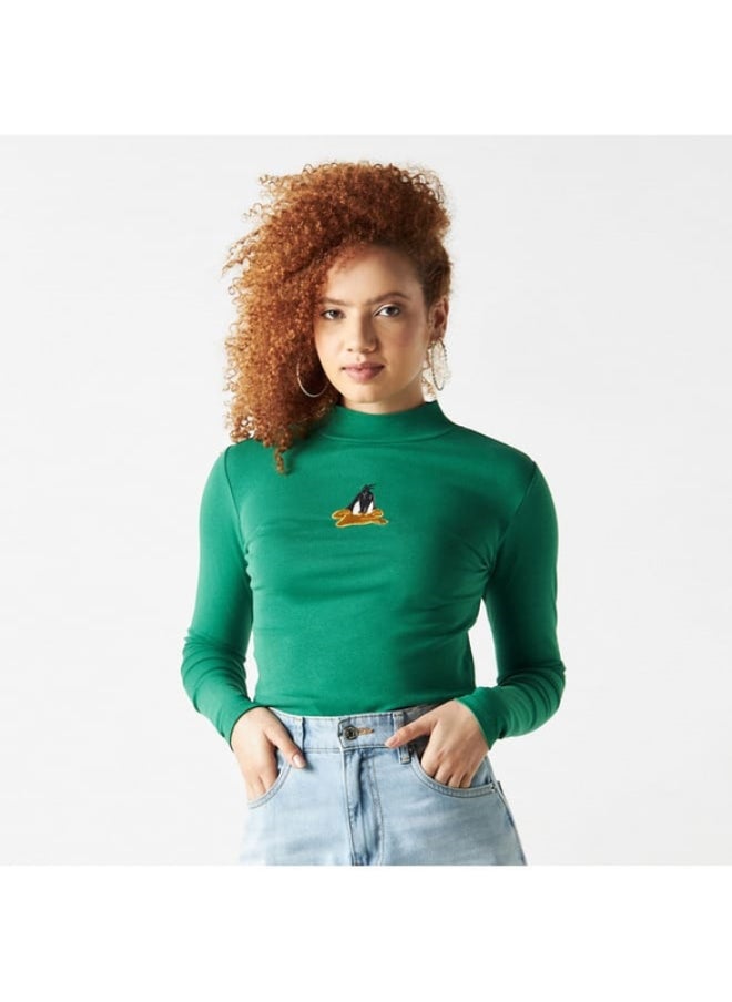 SP Characters Looney Tunes Embroidered T-shirt with High Neck and Long Sleeves  - Image 3