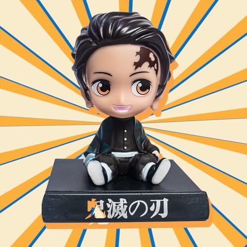 FowWelt Super Hero Action Figure Limited Edition Bobblehead with Mobile Holder for Car Dashboard, Office Desk & Study Table (Tanjiro) - Image 4