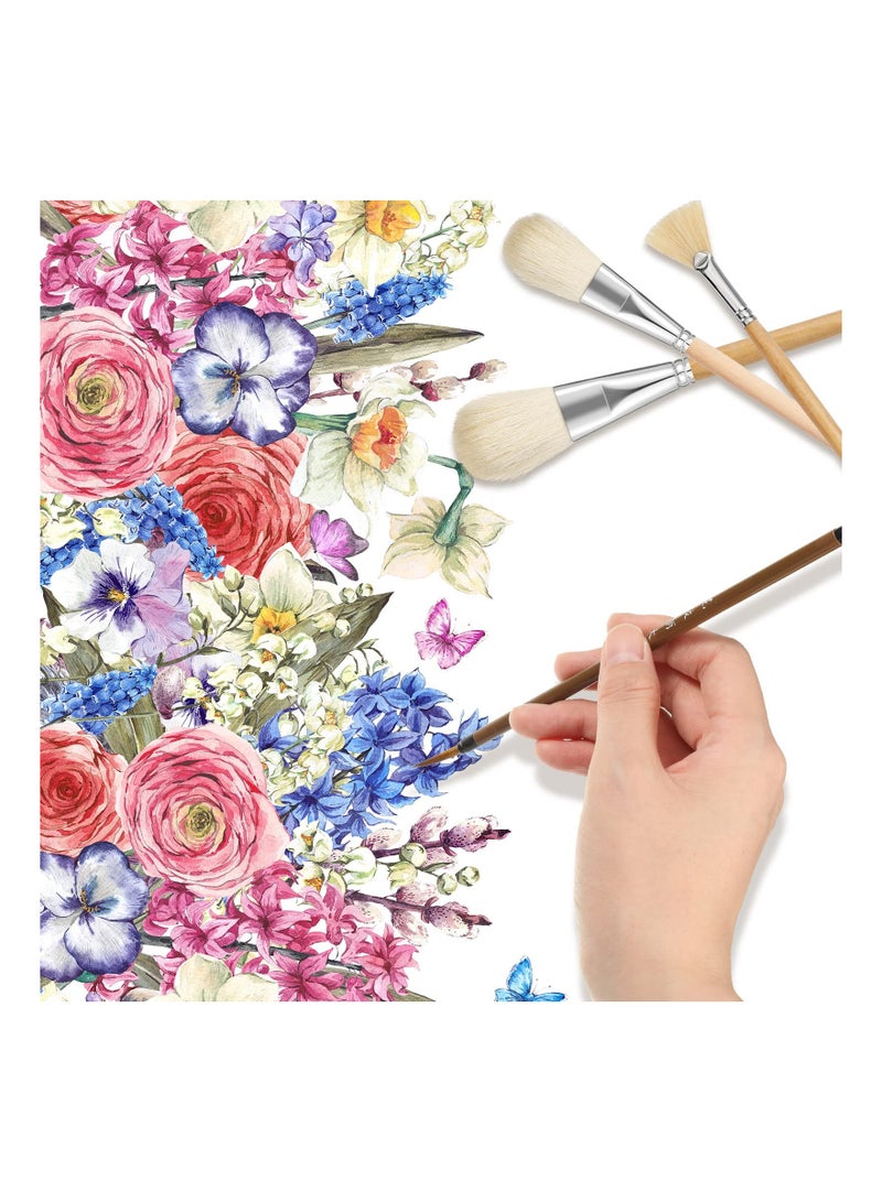 SYOSI Ceramic Brushes Set, Different Shapes Watercolor Wool Bristle Art Paintbrush Sets for Painting Artists Rock Students Adults Kids for Oil, Gouache, Nail, Face, DIY Craft Art Painting(9 Pcs ) - Image 5