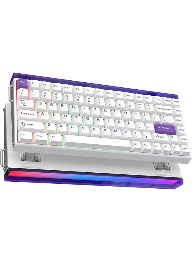 Aula Hero84 HE Wired Magnetic Gaming Keyboard, Rapid Hall Effect Keyboard with 0.01mm Adjustable Actuation, 8kHz Polling, 5-Layer Sound Dampening, RGB Lightbox & Backlit (White Purple) - Image 1