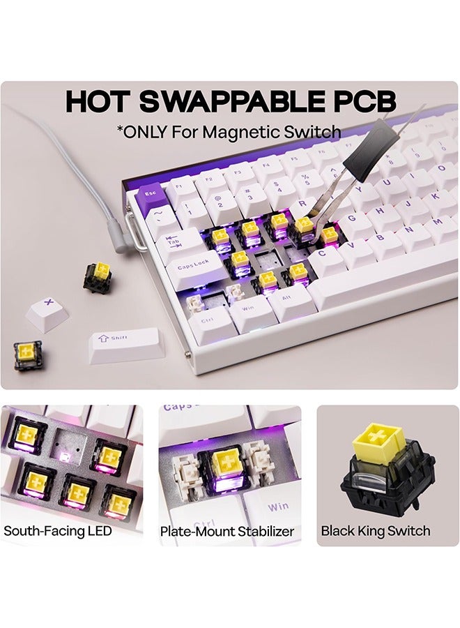 Aula Hero84 HE Wired Magnetic Gaming Keyboard, Rapid Hall Effect Keyboard with 0.01mm Adjustable Actuation, 8kHz Polling, 5-Layer Sound Dampening, RGB Lightbox & Backlit (White Purple) - Image 4