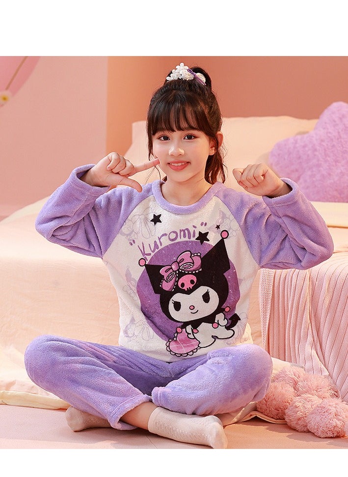 Children's long-sleeved pajamas cartoon set flannel pajamas autumn and winter comfortable home clothes (size: 14 yards; recommended weight 50-60 pounds can be worn) - pzsku/ZF0E46FDB51A45D0CECFDZ/45/_/1732607512/99011f6b-c625-48c2-8ff6-773a4f00000c