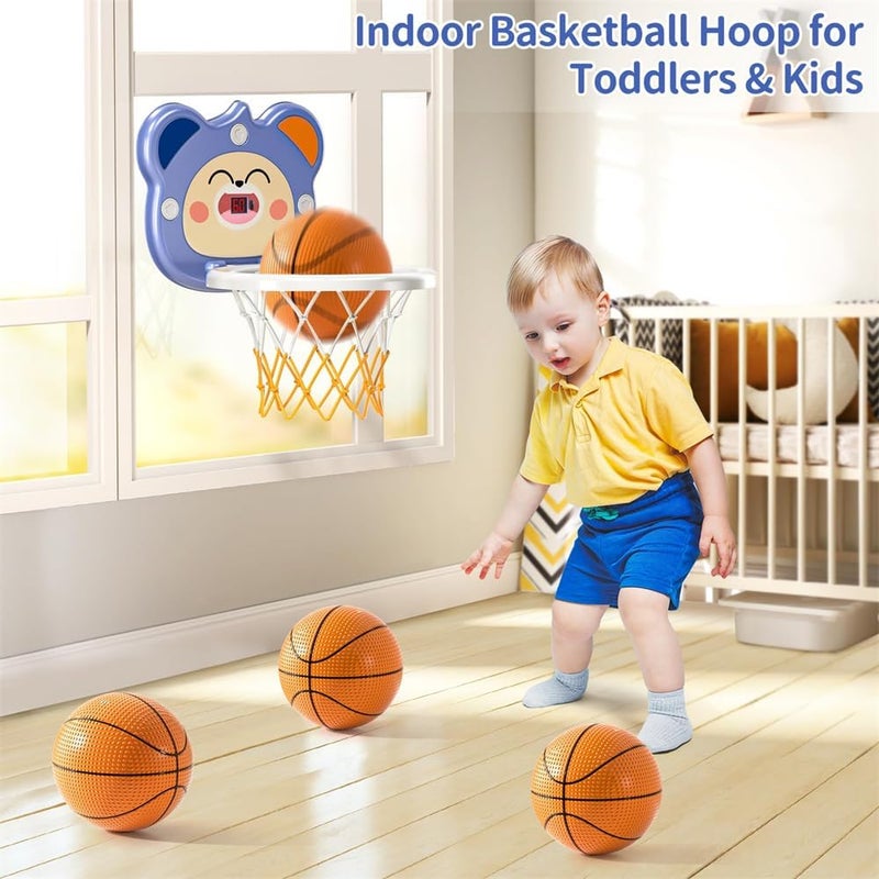Indoor Mini Basketball Hoop, household Ball Toys for Toddlers and Kids with 4 Balls & Electronic Scoreboard & 1Random Color Air Pump, Toys Gifts for Boys - Image 2