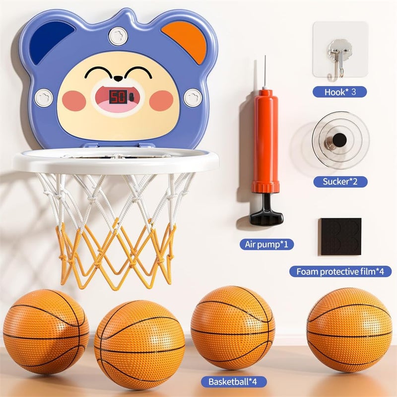 Indoor Mini Basketball Hoop, household Ball Toys for Toddlers and Kids with 4 Balls & Electronic Scoreboard & 1Random Color Air Pump, Toys Gifts for Boys - Image 4