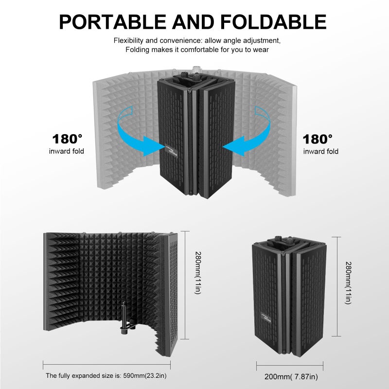 Aokeo Studio Recording Microphone Isolation Shield with Pop Filter & Tripod Stand,High Density Absorbent Foam to Filter Vocal,Foldable Sound Shield for Blue Yeti and Condenser Microphones - Image 5