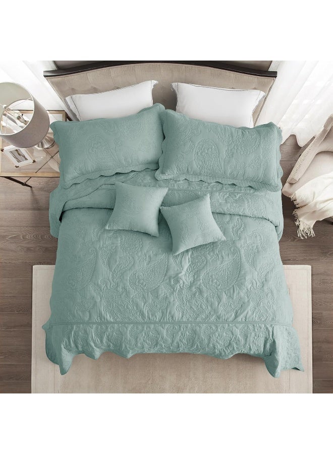 HZ&HY Oversized King Bedspread Aqua Sky, Coverlet Bedding Set, Lightweight Thin Comforter, Reversible, Luxurious, 5 Piece, 100% Microfiber, King/Cal King, Aqua Sky  - Image 3