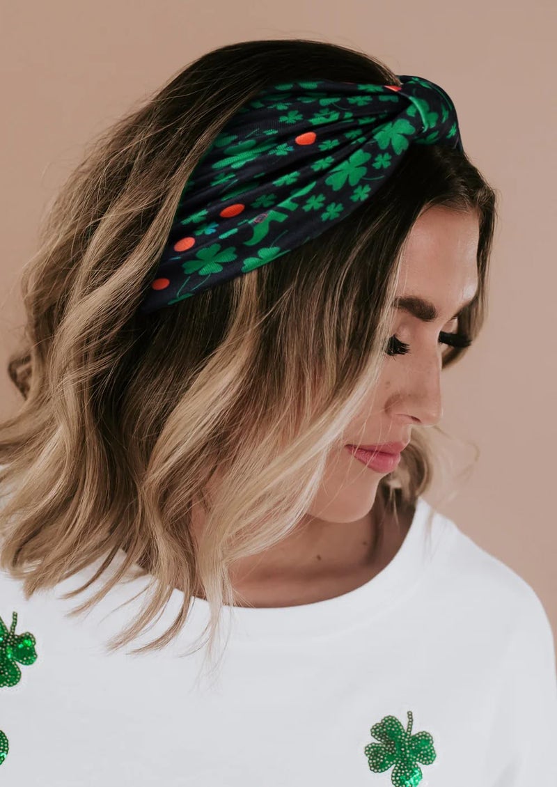 Huachi 4 Packs St. Patrick Headbands for Women Wide Knotted Green Shamrock Head Bands for Women's Hair, Trendy St Patricks Day Headband Party Decoration Hair Accessories for Women Gifts - Image 4