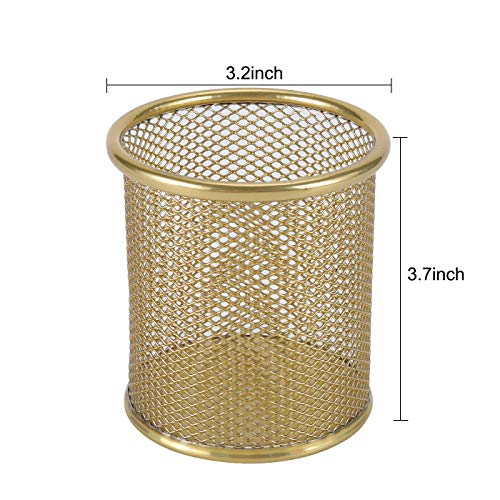 PAG Pencil Holder for Desk, 2 Pack Desktop Pen Cup, Office Supplies Desk Organizers and Accessories Organization, Makeup Brush Holder, Gold - Image 4