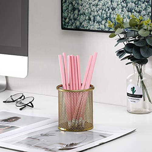 PAG Pencil Holder for Desk, 2 Pack Desktop Pen Cup, Office Supplies Desk Organizers and Accessories Organization, Makeup Brush Holder, Gold - Image 5