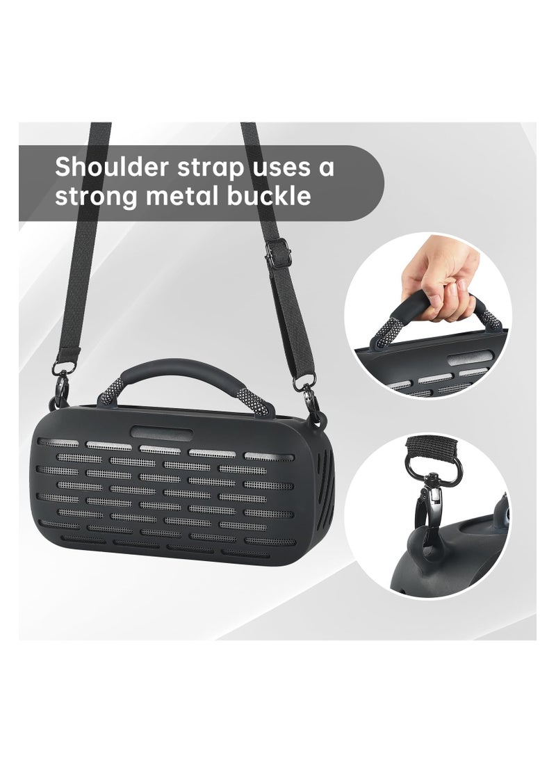 SYOSI Silicone Speaker Cover, Durable Silicone Protective Cover with Adjustable Shoulder Strap, Perfect Fit for Bose SoundLink Max Portable Speaker, Black Case for Daily Use and Travel  - Image 4