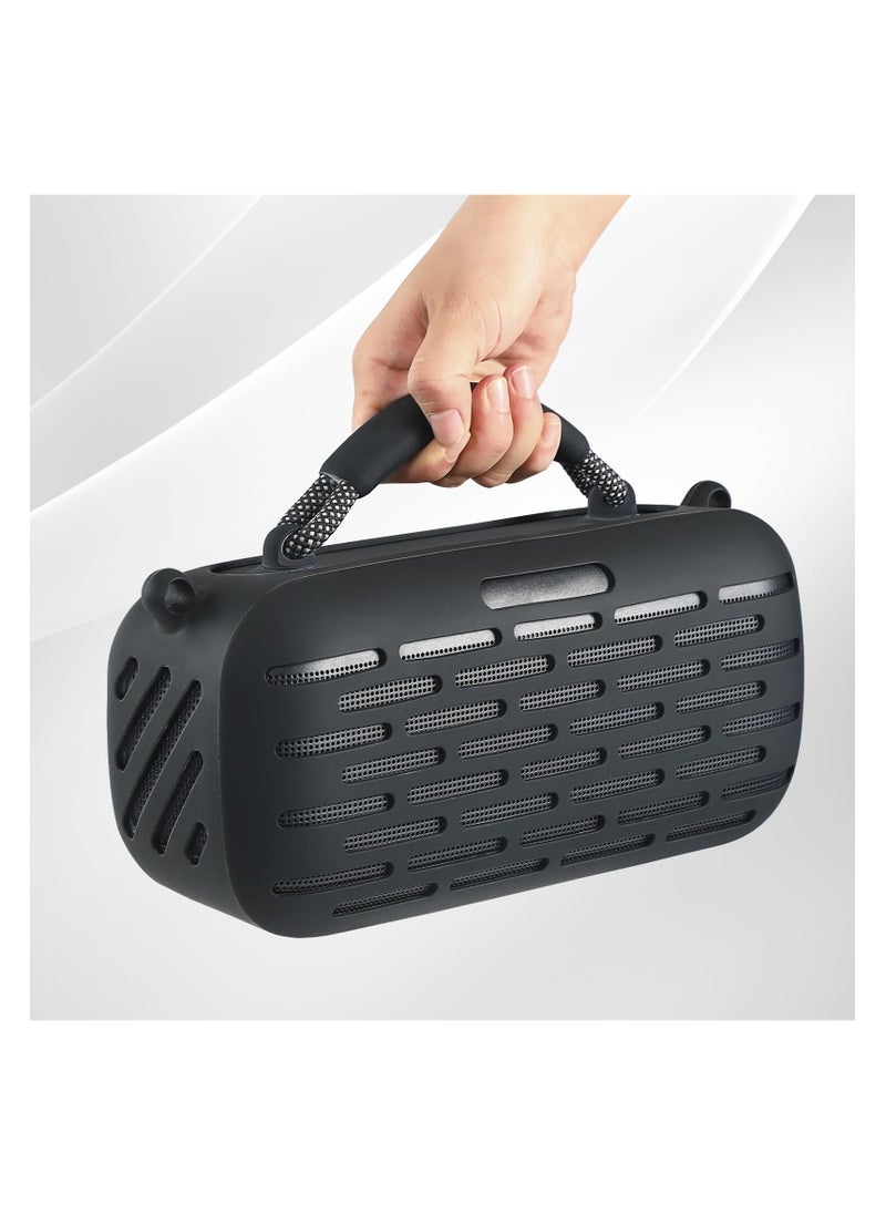 Silicone Speaker Cover, Durable Silicone Protective Cover with Adjustable Shoulder Strap, Perfect Fit for Bose SoundLink Max Portable Speaker, Black Case for Daily Use and Travel