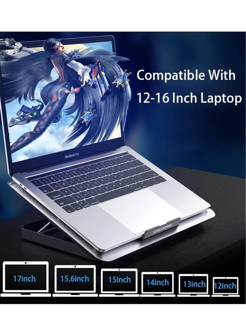 Loquat Laptop Fan Cooling Pad Metal Gaming Laptop Cooler Silent Fan For Laptop Cooling Pads Two USB Port Portable Adjustable Notebook Stand Laptop - Image 4