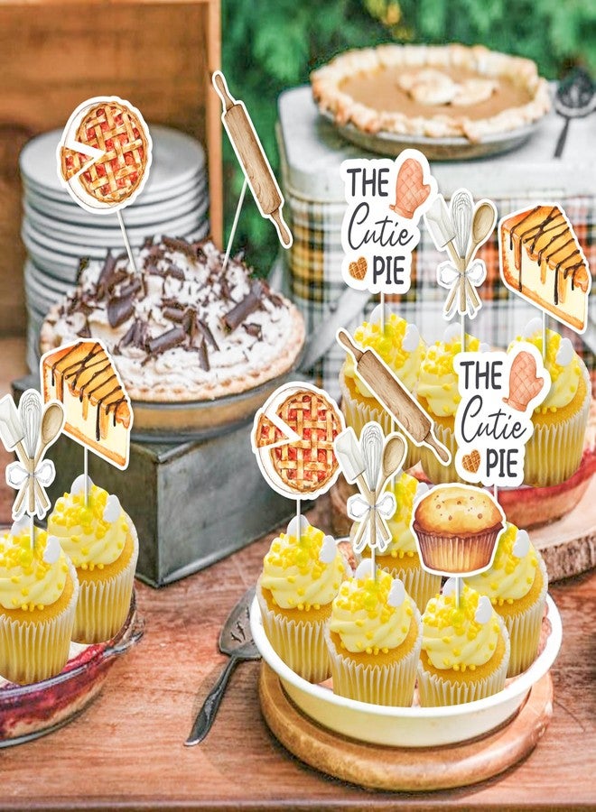 Balterever 36pcs Little Cutie Pie Baby Shower Cupcake Toppers Cutie Pie Baby Shower Decorations Sweet As Pie First Birthday Decors for Kids Boys Girls - Image 3