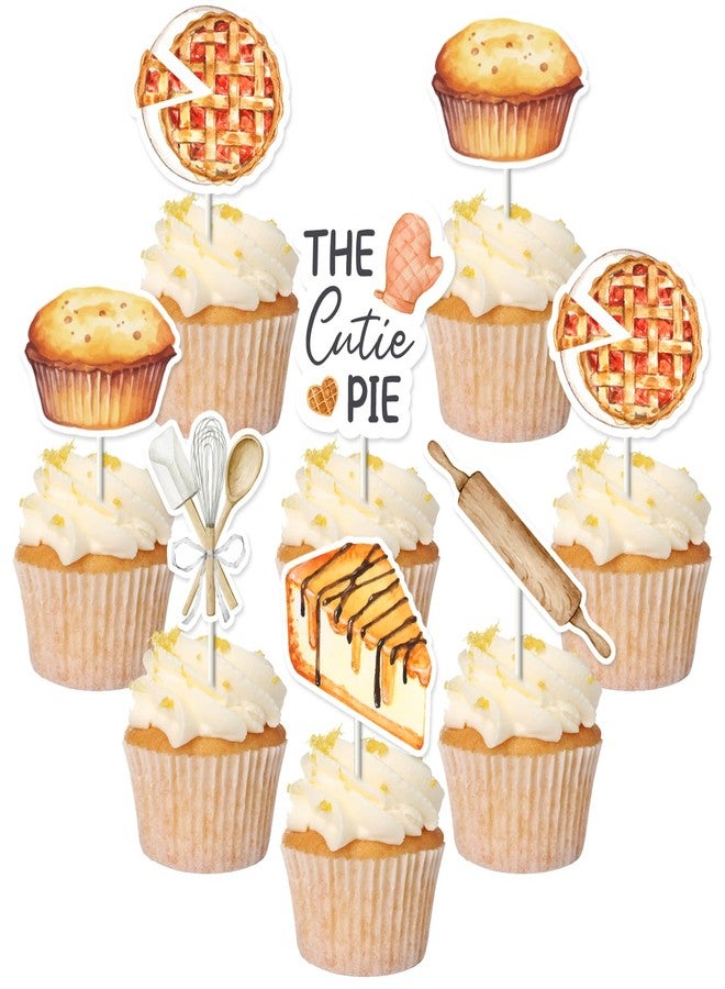 Balterever 36pcs Little Cutie Pie Baby Shower Cupcake Toppers Cutie Pie Baby Shower Decorations Sweet As Pie First Birthday Decors for Kids Boys Girls - Image 1