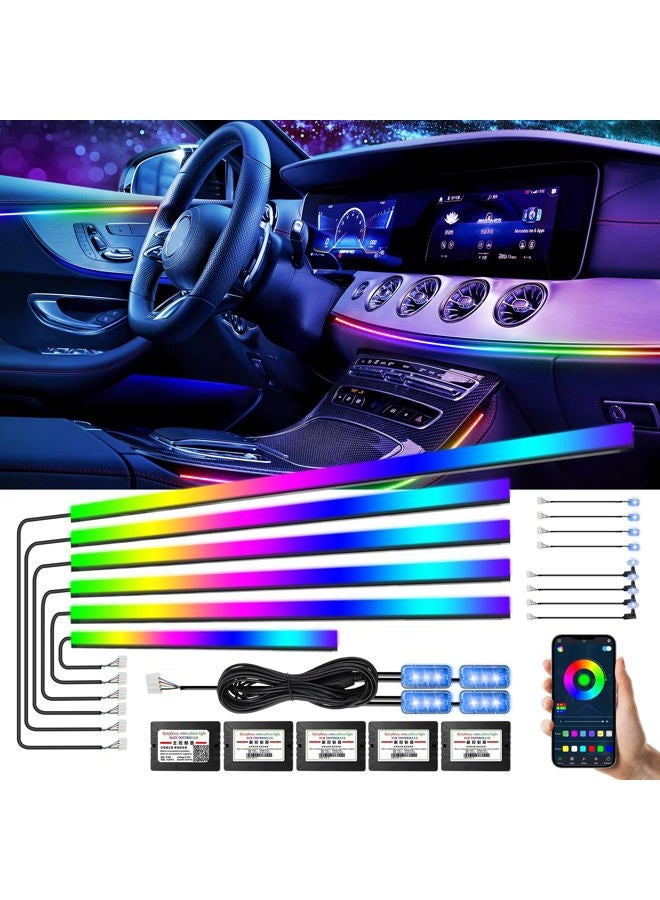 Amki Acrylic Interior Car LED Strip Light, Car Neon Light with APP Control,16 Million Dreamcolor Sound Activated Car Accessories Car Ambient Light Kit with RGB 18 in 1 and 213 Modes 175 inches 593 LED - Image 1