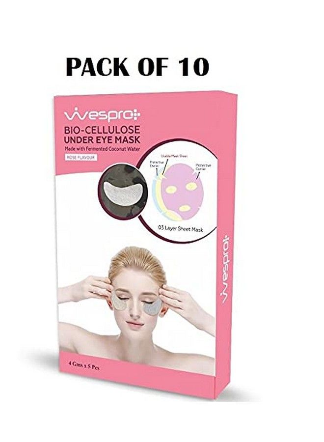 Wespro Bio Cellulose Under Eye Mask With Hyaluronic Acid Made With Fermented Coconut Water Pack Of 10 Eye Masks - Image 2