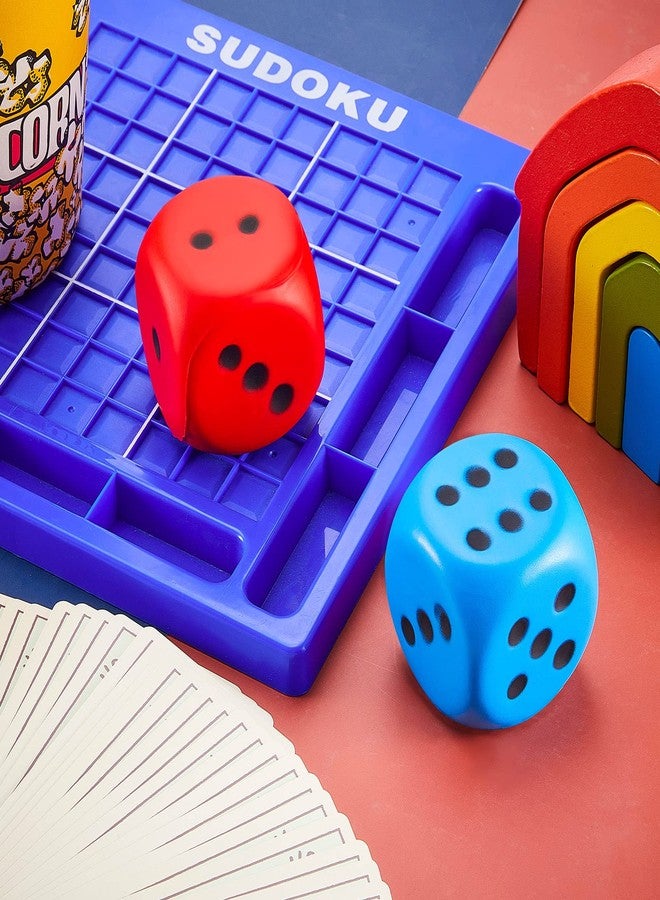 Zomiboo 2 Pcs Large Foam Dice for Classroom Stress Balls Soft Jumbo 6 Sided Giant Dice Educational Learning Squeeze Anxiety Relieve Toy Gifts for Adults Kids Board Game(Red, Blue,2.3 Inch) - Image 5