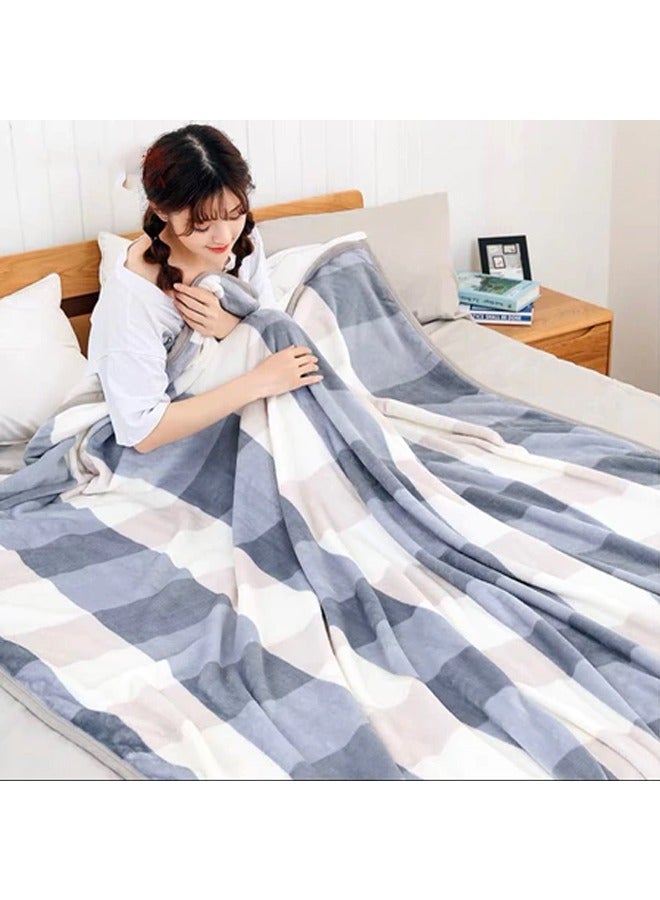 Plain Velvet Blanket for Air Conditioning and Winter Bliss - Ideal for Home and Travel Checked Theme (200x230cm)  - Image 3