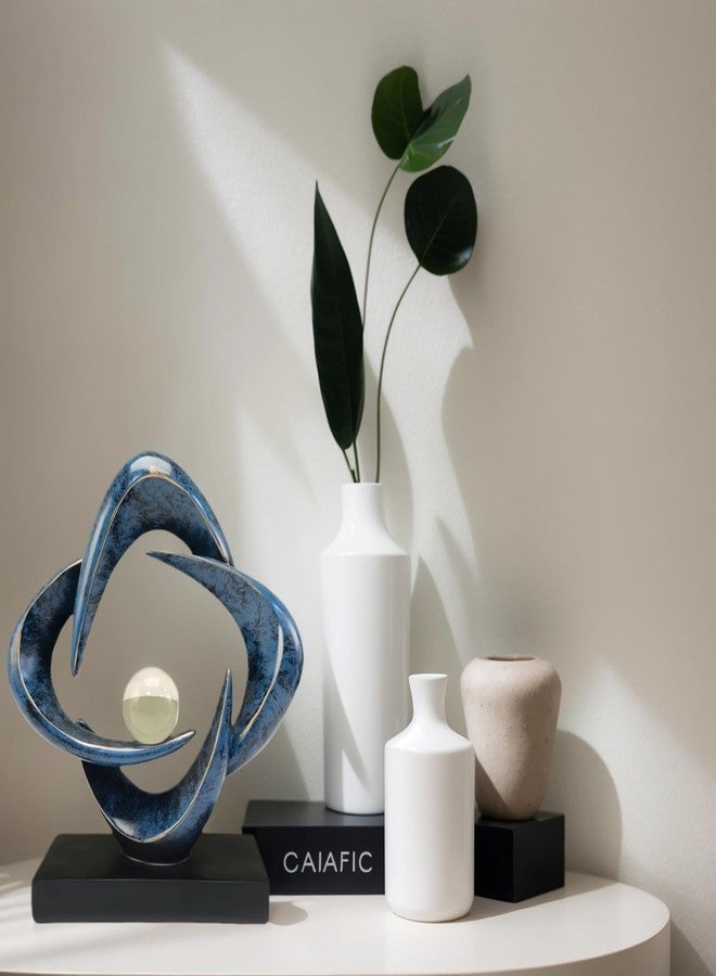 CECKQUE Modern Home Decor Abstract Decorative Sculpture Decorations for Living Room Dining Room Office, Resin Art Statues Coffee Table Bookshelf Decor Accents (Blue) - Image 3