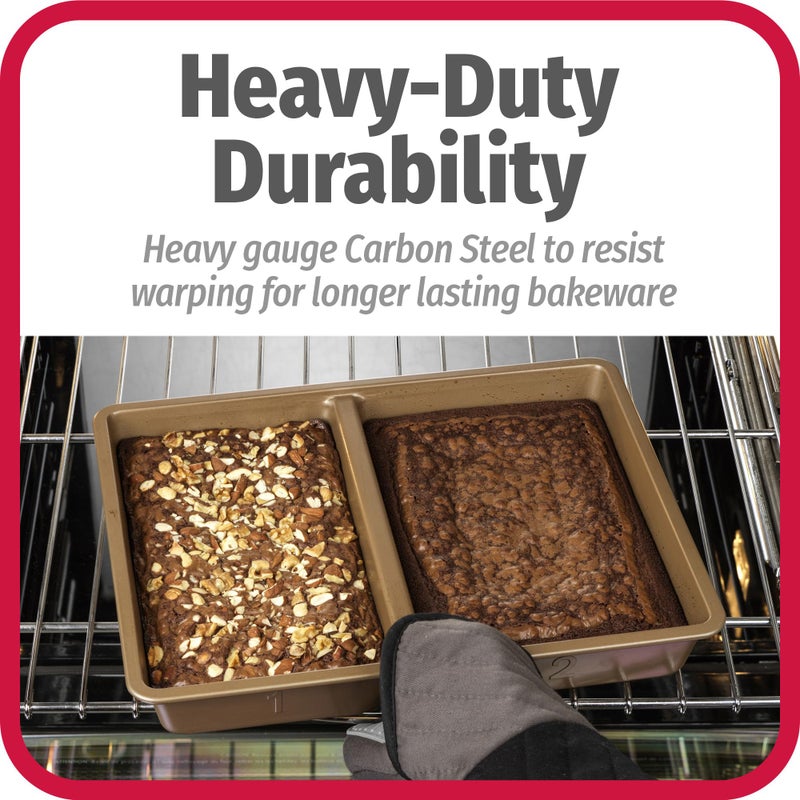 GoodCook 11x14-Inch Nonstick Divided Baking Pan â€“ 2-in-1 Textured Oblong Scratch-Resistant Carbon Steel Oven Pan for Meal Prepping & Sheet Pan Dinners - Image 4