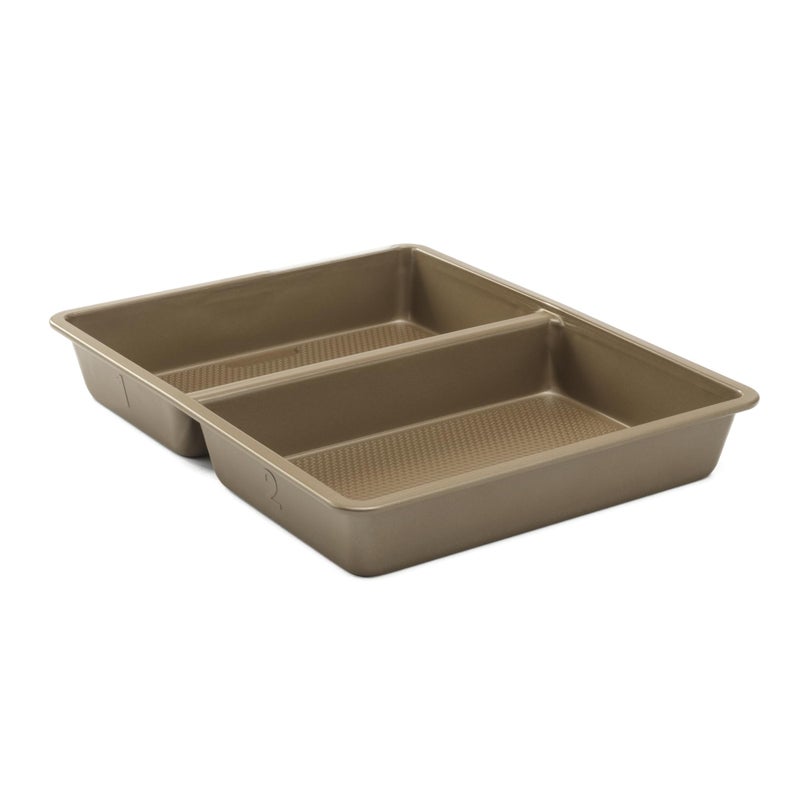 GoodCook 11x14-Inch Nonstick Divided Baking Pan â€“ 2-in-1 Textured Oblong Scratch-Resistant Carbon Steel Oven Pan for Meal Prepping & Sheet Pan Dinners - Image 1