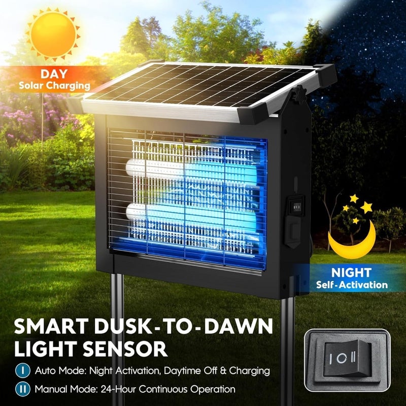 Solar Bug Zapper Outdoor 4500V Rechargeable Mosquito Zapper 4000mAh Battery Indoor Outdoor Use Waterproof For Patio Garden Camping - Image 4