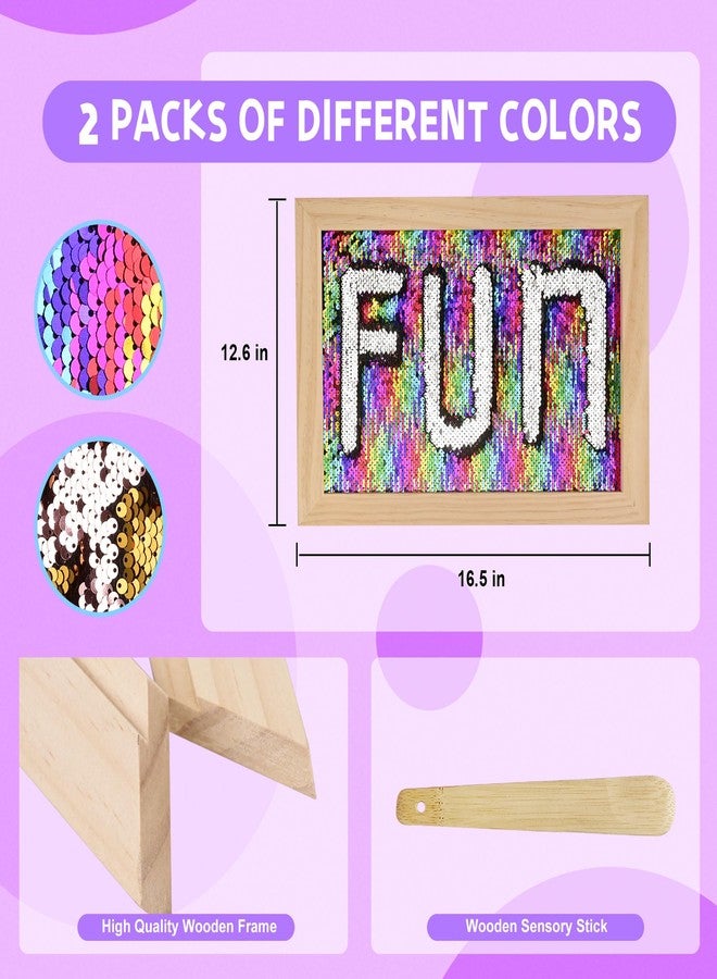 Cunsen 2-Pack Reversible Sequin Sensory Wall Panel for Kids - 16" x 12" Interactive Tactile Sequin Fabric with Wood Frame, Ideal for Sensory Play, Calming & Therapeutic Use, Christmas Gift - Image 4