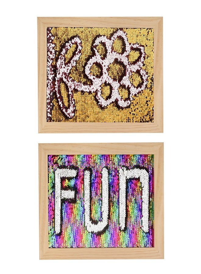 Cunsen 2-Pack Reversible Sequin Sensory Wall Panel for Kids - 16" x 12" Interactive Tactile Sequin Fabric with Wood Frame, Ideal for Sensory Play, Calming & Therapeutic Use, Christmas Gift - Image 1