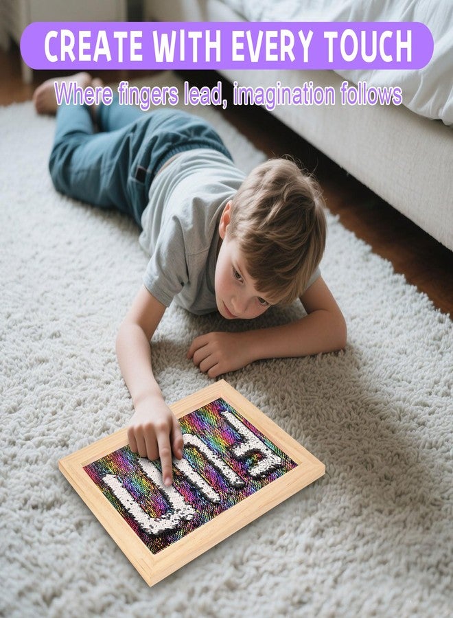 Cunsen 2-Pack Reversible Sequin Sensory Wall Panel for Kids - 16" x 12" Interactive Tactile Sequin Fabric with Wood Frame, Ideal for Sensory Play, Calming & Therapeutic Use, Christmas Gift - Image 2