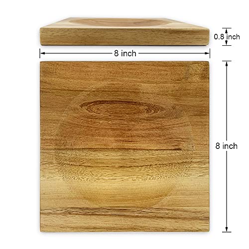 FTONENI Mezzaluna Cutting Board Bowl, Ulu Chopping Bowl, Concave Cutting Board, Wooden Bowl for Mincing Vegetables, Acacia Wood Cutting Block with Hollow Center 8" x 8" (Without Knives) - CXD00 - Image 2