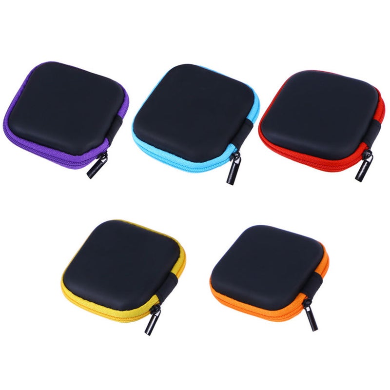 5Pcs Assorted Color Mini Headphones Storage Box Case Portable Travel Carrying Case Earphones Earbuds Headset USB Cable Pouch ( Color) - Image 1