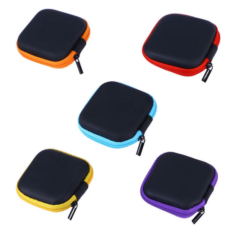 5Pcs Assorted Color Mini Headphones Storage Box Case Portable Travel Carrying Case Earphones Earbuds Headset USB Cable Pouch ( Color) - Image 2