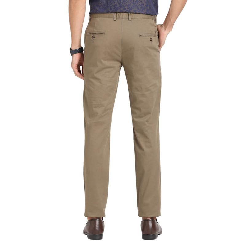Turtle Men Cotton Stretch Brown Solid Ultra Slim Fit Casual Trouser - Image 4