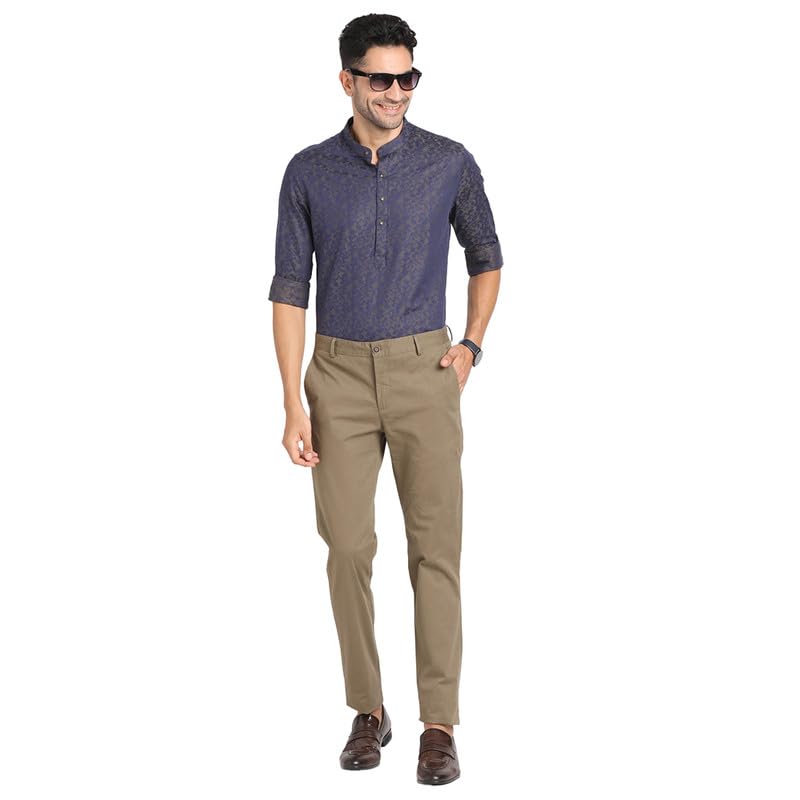 Turtle Men Cotton Stretch Brown Solid Ultra Slim Fit Casual Trouser - Image 5
