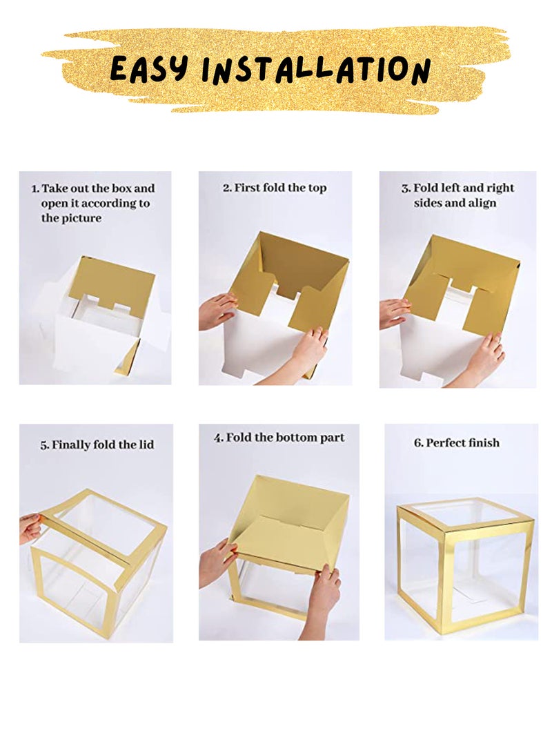 Ramadan Decoration - Eid Decoration - Eid Mubarak Decorations for Home - 3 Transparent Boxes with EID Letters & 24 Balloons - Ramadan Decor - view 3