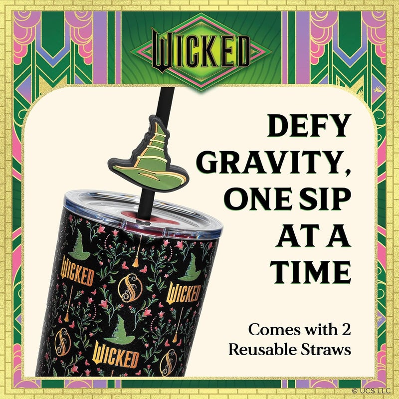 Dragon Glassware منتجات x Wicked: كوب عازل حراري سعة 0.7 لتر، مصنوع من الفولاذ المقاوم للصدأ، مزود بغطاء وقشتين، مناسب للماء أو الشاي المثلج. - Image 4