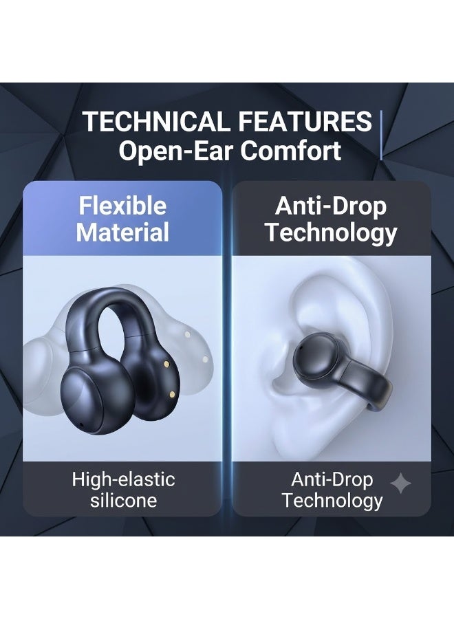 Jliyru Clip-On Earbuds with Air Cushion, Comfort & Secure Fit Open Earbuds with Digital Display, Wireless Bluetooth 5.3, 42H Playtime, Robust Bass, Clear Call, Sweatproof for Running Cycling Workout - Image 3