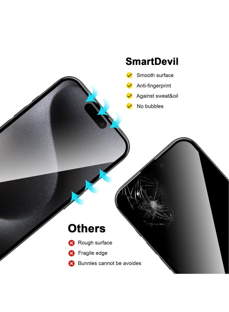 Captaintech Tempered Glass Screen Protector for iPhone 15 Pro Max 2+2 Pack + Camera Lens Protector Anti Fingerprint Anti-Scratch Easy Installation Bubble Free Full-Coverage 9H Hardness Film - Image 3