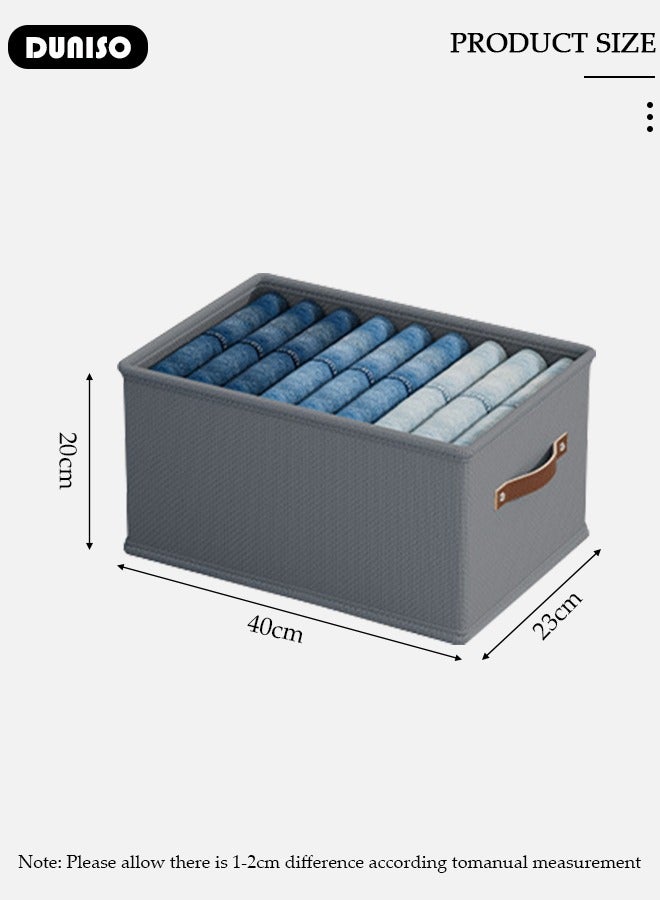 DUNISO 3 Pieces Foldable Closet Storage Organizer, Washable Closet Storage Boxes with Carrying Handles, Stackable Wardrobe Clothes Organizer, Closet Storage Basket, Cube Storage Bin for Clothes Wardrobe Home Bedroom Office - Image 2