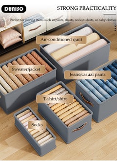 DUNISO 3 Pieces Foldable Closet Storage Organizer, Washable Closet Storage Boxes with Carrying Handles, Stackable Wardrobe Clothes Organizer, Closet Storage Basket, Cube Storage Bin for Clothes Wardrobe Home Bedroom Office  - Image 3