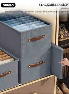DUNISO 3 Pieces Foldable Closet Storage Organizer, Washable Closet Storage Boxes with Carrying Handles, Stackable Wardrobe Clothes Organizer, Closet Storage Basket, Cube Storage Bin for Clothes Wardrobe Home Bedroom Office  - Image 5