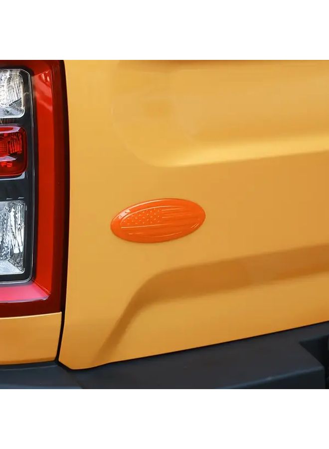 Orange American Flag Car Emblem Cover Durable Plastic Easy Installation Adhesive Strips Vehicle Exterior Accessory - Image 5