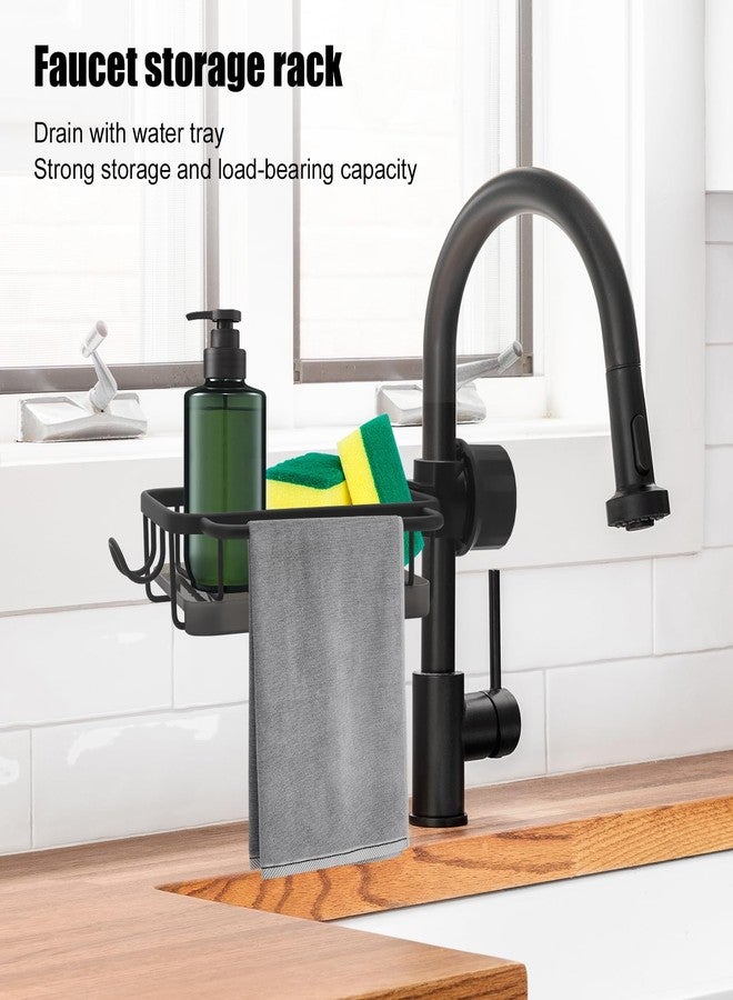 Hooshion Kitchen Sink Faucet Organizer, Over Faucet Sink Rack Organizer, Kitchen Sponge Holder for Sink, Kitchen Sink Faucet Storage Rack, Multifunction Sink Caddy - Image 5