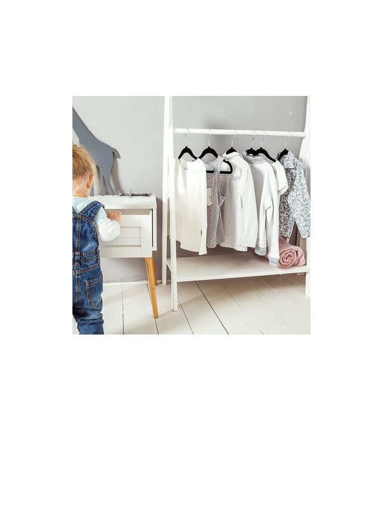 Red Dot Gift Red Dot Gift 30-Pack Kids Non-Slip Velvet Hangers - ( 35Cm / 14 Inch )Nursery Clothes Hangers, Toddler Hangers, 360 Chrome Swivel Hook (Black, 30)  - Image 4