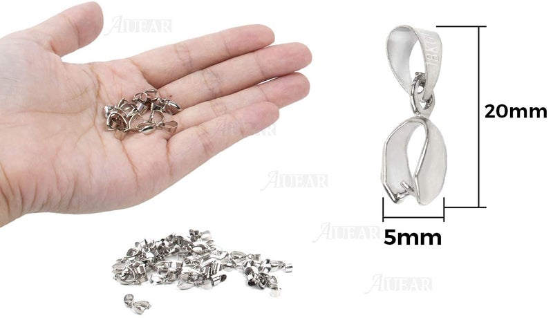 أوير ، 50 مشبك معدني بمشبك الكفالة متدلي الخرز قلادة موصل النتائج لصنع المجوهرات أبازيم اتصال سحرية (فضي) - Image 2