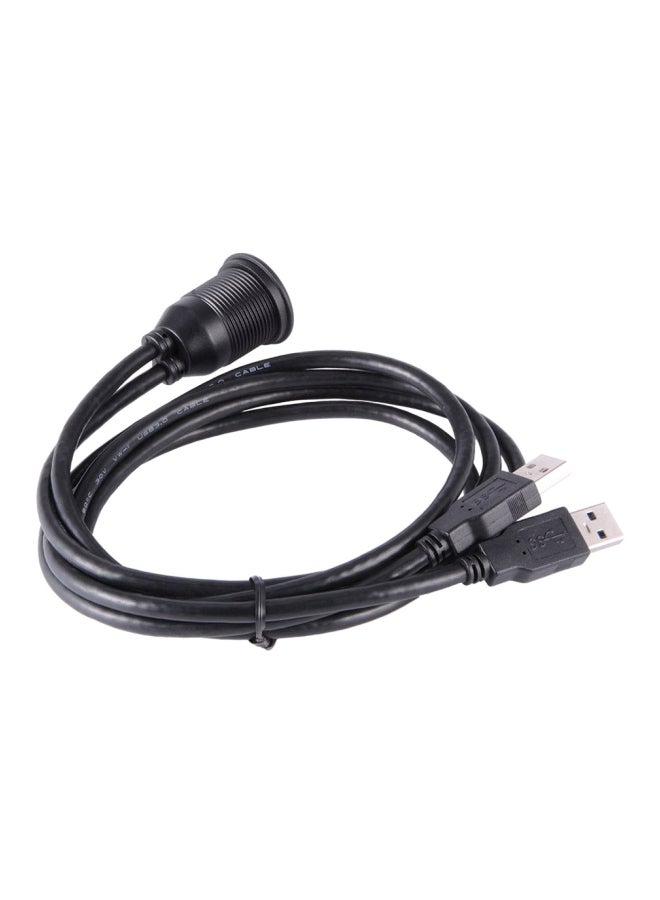 Dual USB Extension Cable Black - Image 2