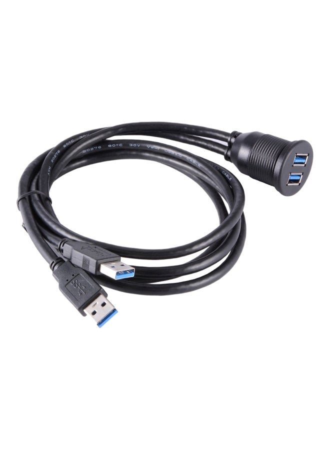 Dual USB Extension Cable Black - Image 1