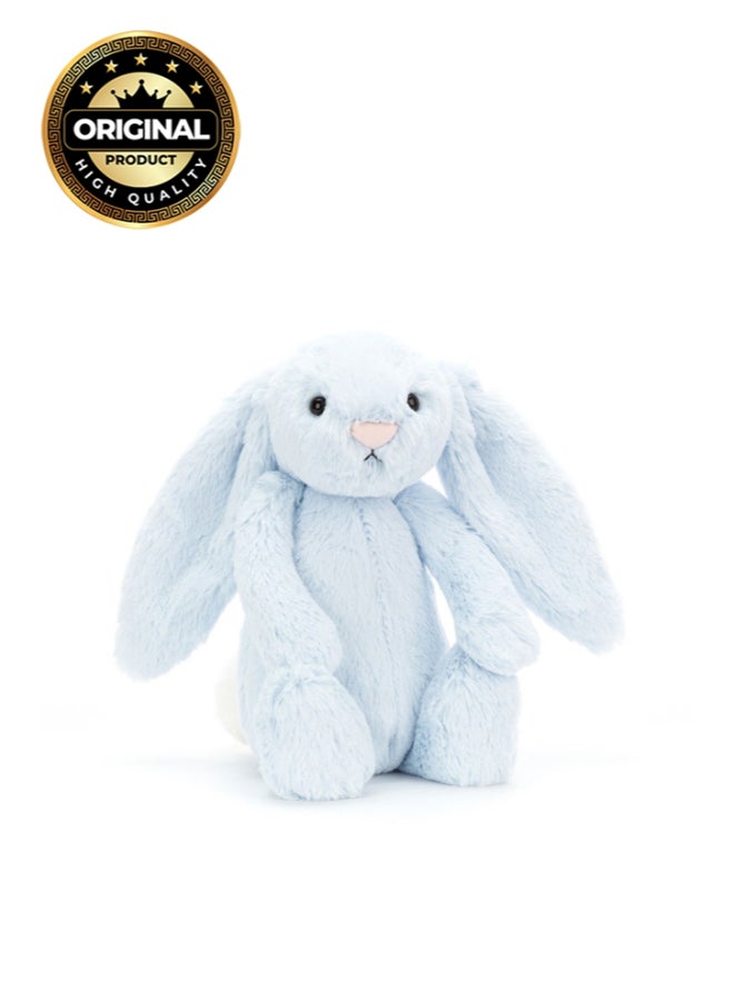 Jellycat أرنب أزرق خجول محشو – لعبة ناعمة محشوة بأرجل كوردية، هدية عيد الحب لطيفة للأطفال والبالغين، مجموعة جليكات، 28 سم - Image 1